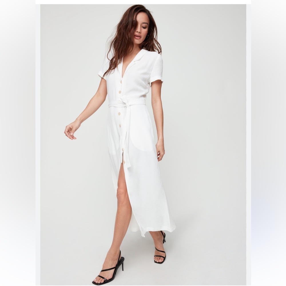 Aritzia Cream Button-Down Midi Dress